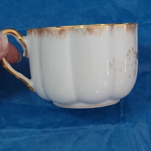 S & M Limoges Elite Gold Cup and Saucer Gilded Flowers Scalloped 1891-1900 - Picture 12 of 15