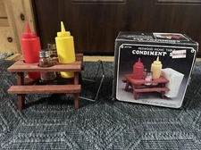 Redwood Picnic Table Condiment Set / Tabletop Dispenser / Party Server