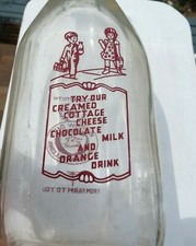CT Thompsonville Dairy Riverview Smith Red Pyro Kids Cow Quart Milk Bottle