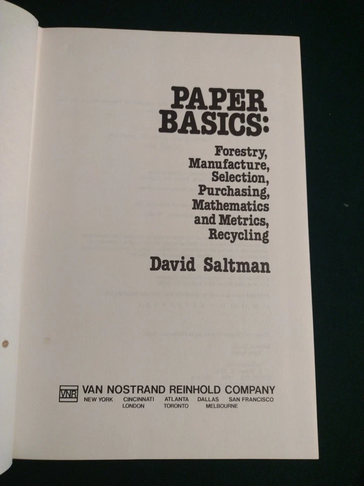 Paper Basics by David Saltman (Hardcover) signed & inscribed ISBN 0442251211 - Image 4 of 4