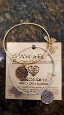Wind and Fire GRANDAUGHTER Expandable, Stackable Bangle Bracelet WITH Charm