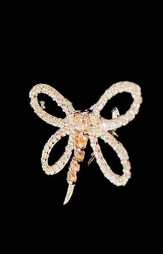 0.25CT Labor Erstellt Diamant Und Citrin Libelle Anhänger 14k Weiß Vergoldet - Bild 3 von 8