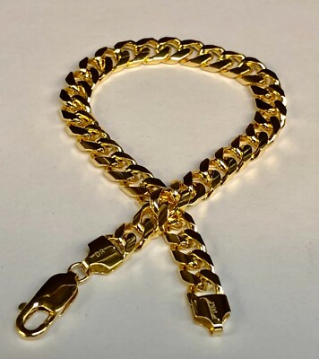 14k Yellow Gold Mens Solid Miami Cuban Curb Link Chain Bracelet 20 Gr  6MM