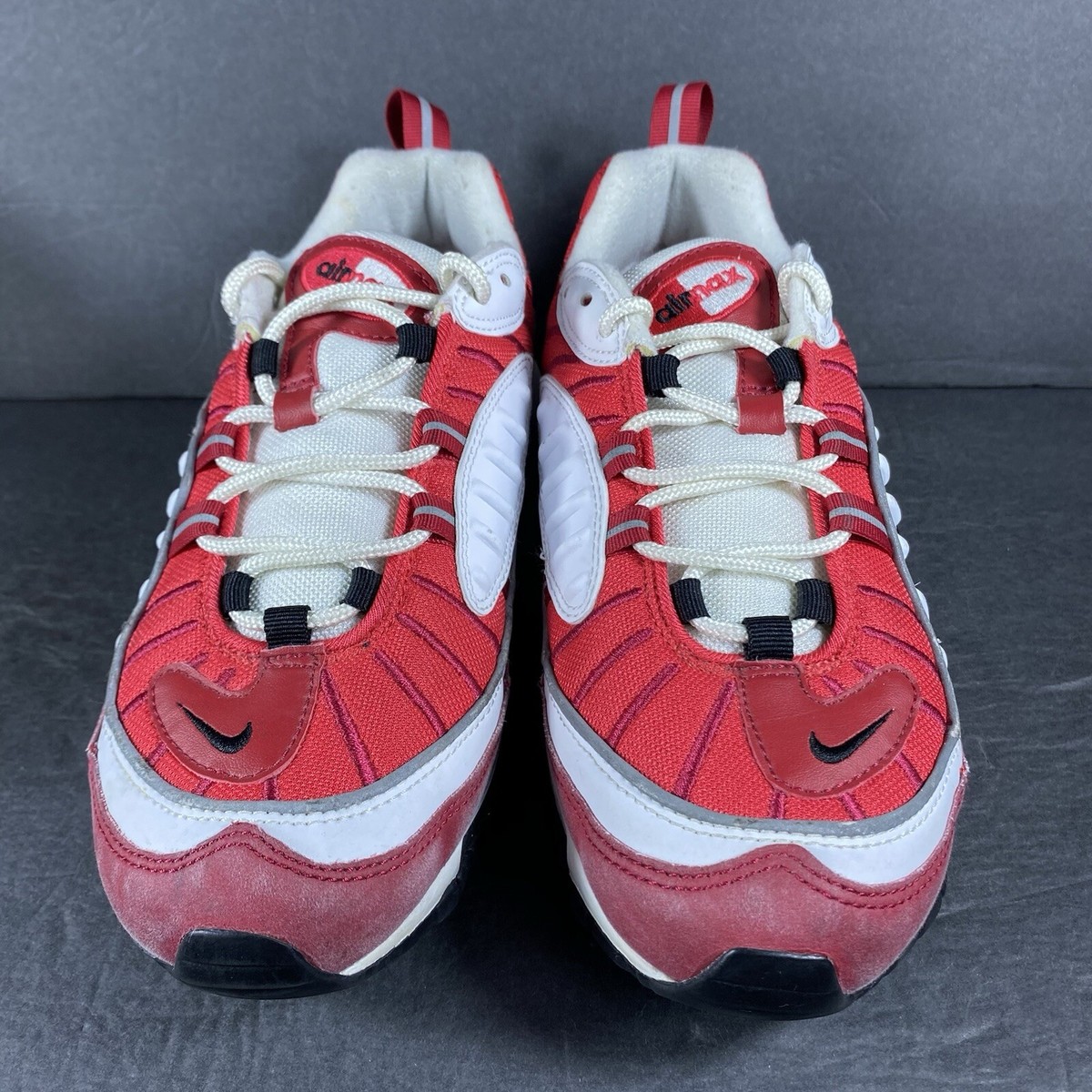 Nike Air Max 98 White Gym Red Athletic Shoes Sneakers AH6799