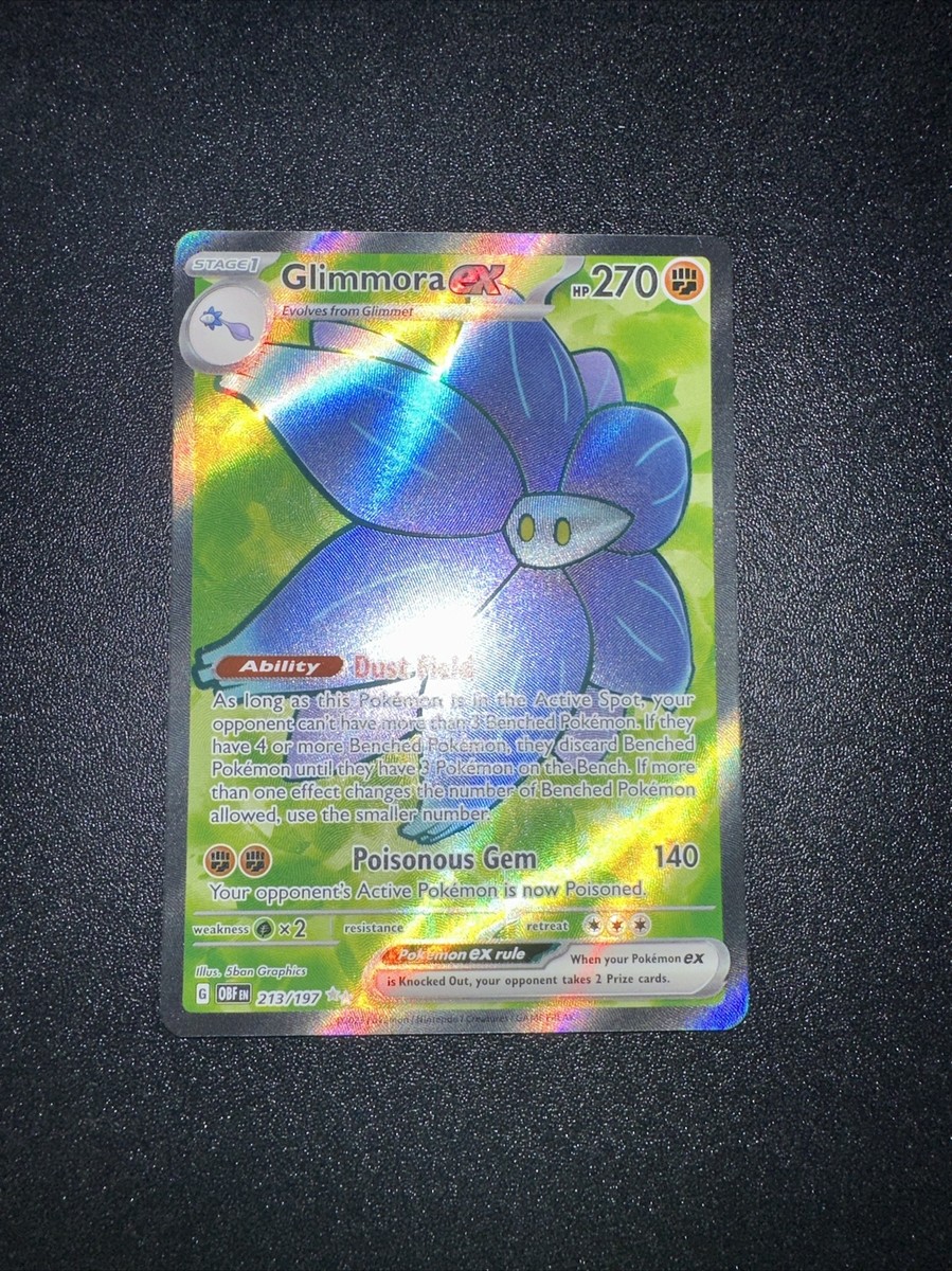 213 197 pokemon card Florclat ex (Glimmora ex) 213/197 Shiny Full Art - Ultraboost X carlate et Violet 03 Flammes Obsidiennes The item may be similar but not exactly the same as the image (e.g Pokemon - Glimmora ex 213/197