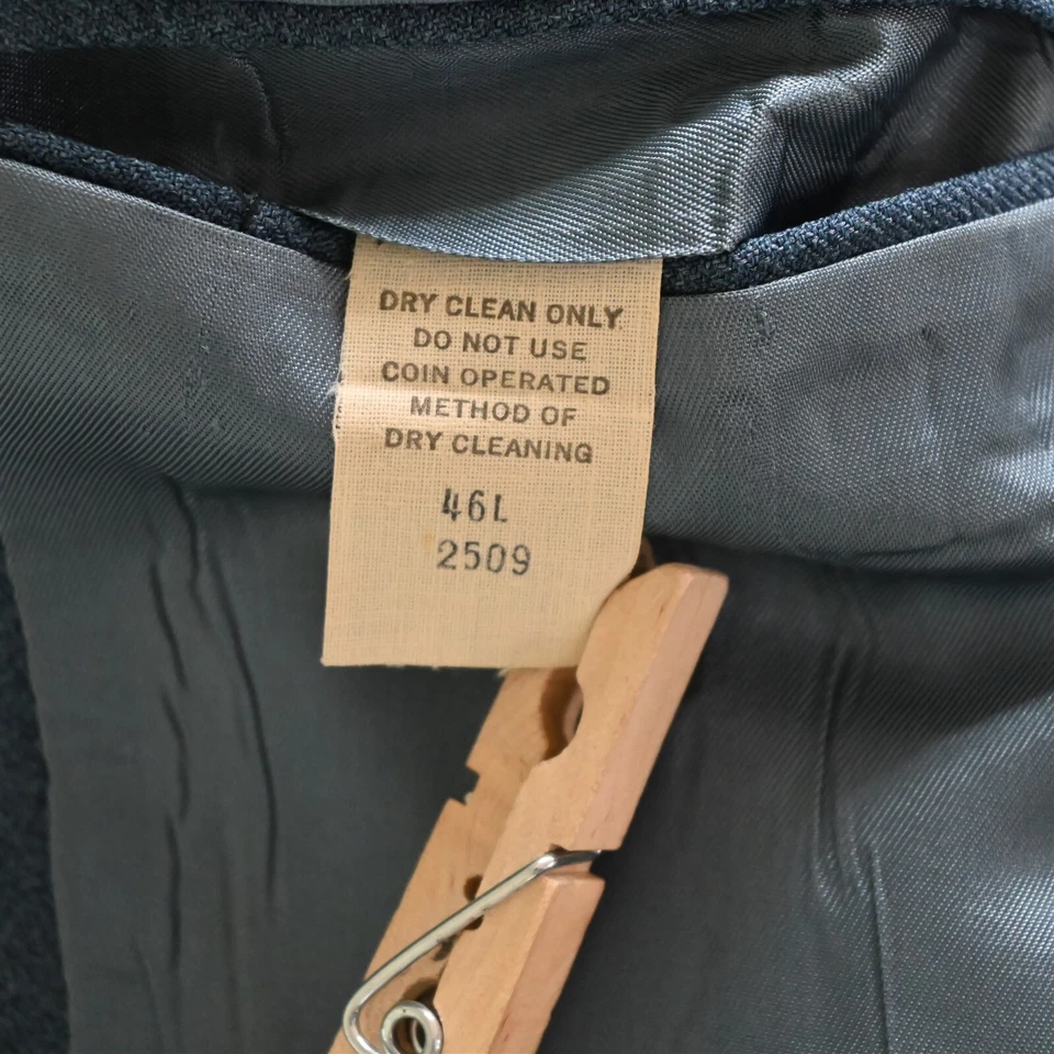 Vtg 44R 36x30 Blue Knit Bootcut 3 Piece Mens Vest Jacket Pants Suit - Image 4 of 4