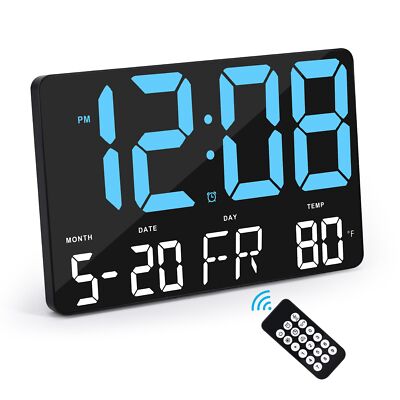 Amgico Digital Alarm Clock with Snooze Temperature Auto Dimming 11.5'' Large D...