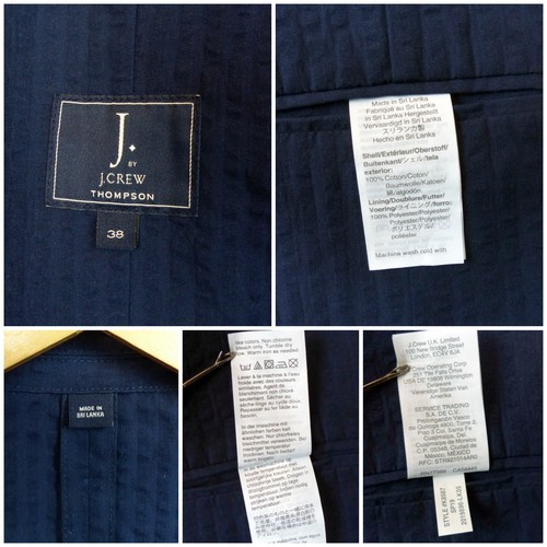 Traje a medida J Crew Thompson para hombre azul Seersucker chaqueta ajustada 38 pantalones 30 - Imagen 6 de 19
