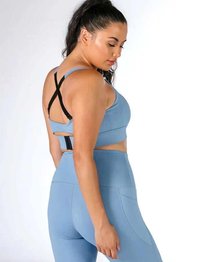 TMB Size M (12) EC, sky blue Staple Crop / sports bra /active top Rrp $69.95