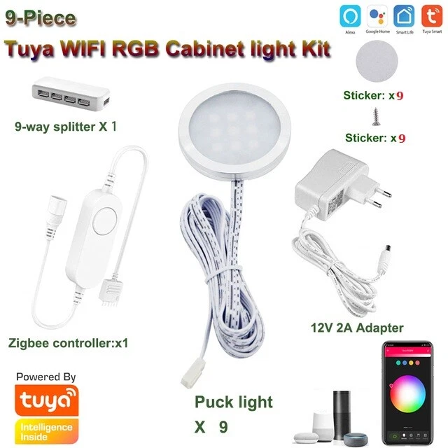 DC 12V Wifi tuya APP remote RGB LED Under Cabinet Lighting Dimming Kitchen Kit - Image 4 of 4