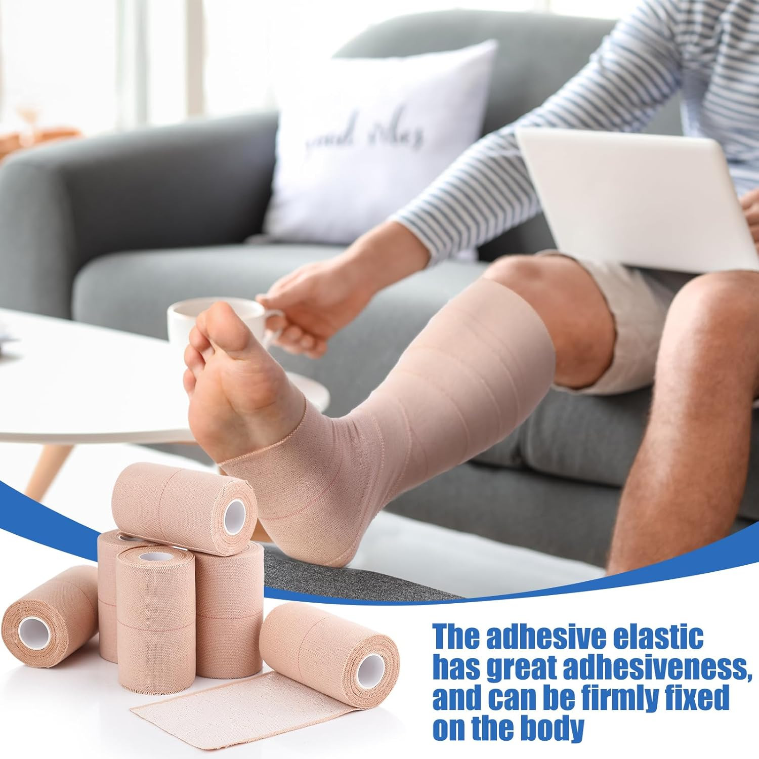 12 Rolls 4 Inches Elastic Tape Adhesive Elastic Tape Self Adhesive Bandage Wrap