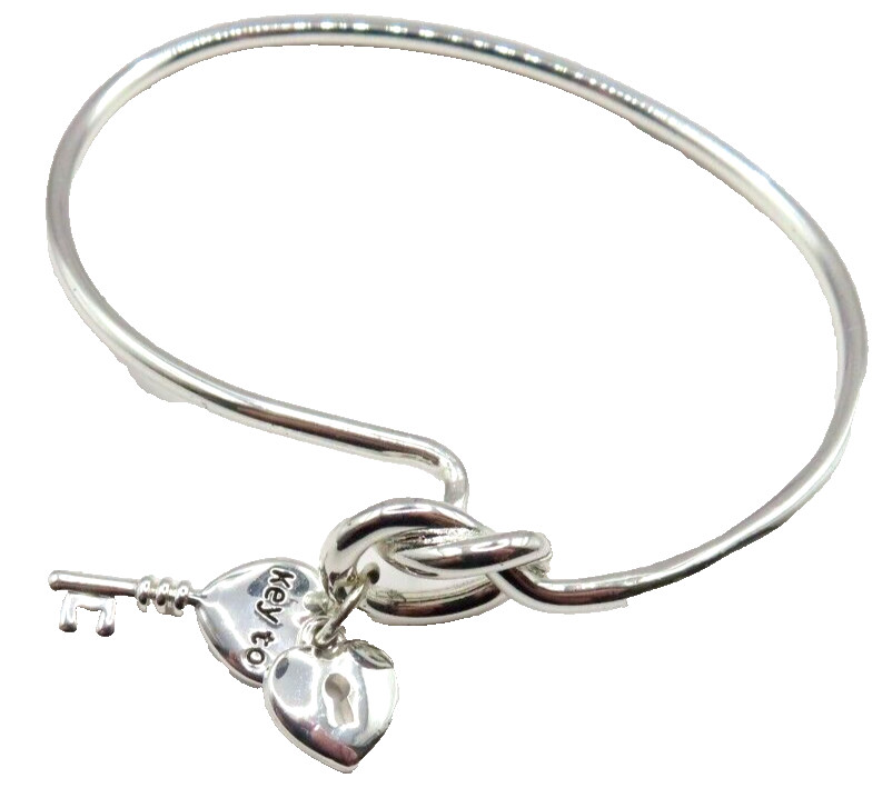 Key to My Heart Charm Bracelet Heart & Key Silver Plated Gift Ladies Jewellery