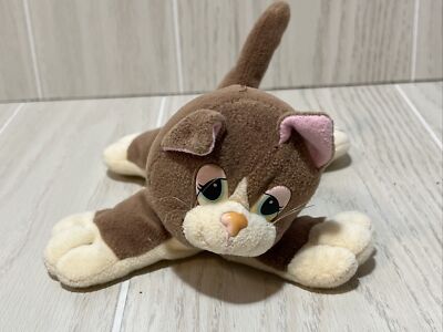 Pound Purries 1995 Galoob Brown Cream Cat Kitten Plush 6'' Pink nose eyes ears