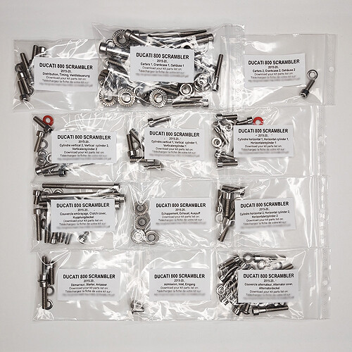 Kit vis allen inox moteur complet avec empreinte BTR haute résistance
