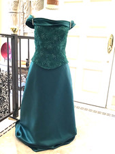 Caterina New MOB evening formal social occasion dress satin/lace green dress 10