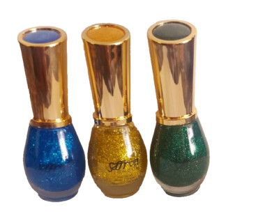 Safran Glitzer Nagellack BLAU GOLD GRÜN 3er Pack