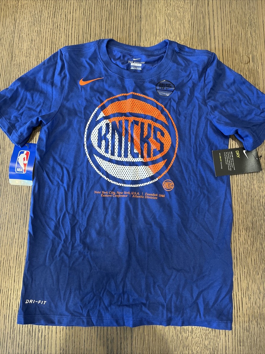 NWT Nike dri fit cotton T, Youth Large (14-16), blue, NY Knicks