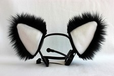BLACK WHITE furry kitty cat EAR wolf fox NECOMIMI COVERS ONLY cosplay anime
