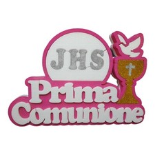 "Decorazione Rosa Colomba 1° Comunione Centro Tavola 3D in Polistirolo 40 x 27cm