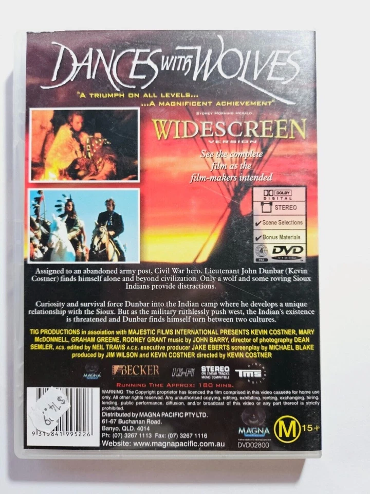 Dances with Wolves Widescreen DVD, Good Condition, Collectors, Vintage - Image 3 of 3
