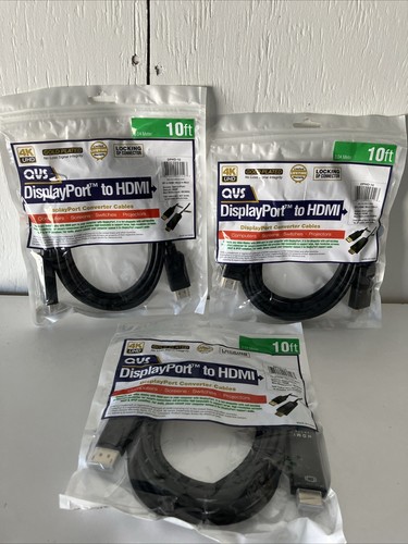 (3) 10ft DisplayPort to HDMI Cable DP to HDMI Male to Male Port Gold Plated 3m
