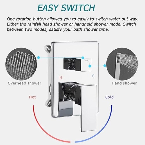 Bathroom Shower Faucet Set Luxury Rainfall Shower Head Combo System Mixer Valve - Picture 149 of 332
