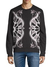 JUST CAVALLI BLACK MENS JAGUAR GRAPHIC LOGO SWEATSHIRT SZ M SIDE ZIPPER EUC