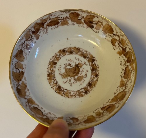 Antique Early 19th c. Chinese Export Porcelain Tea Cup & Saucer Grape Vine 1810 - Picture 3 of 11