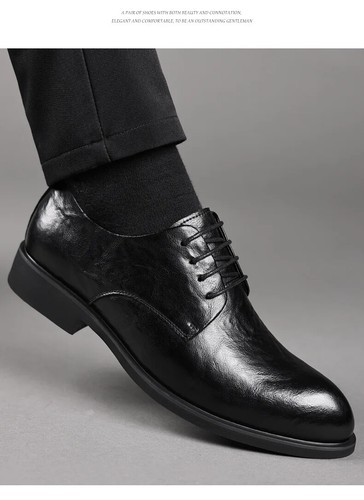 Zapatos de vestir informales ligeros con cordones de cuero de moda para hombre de negocios - Imagen 15 de 25