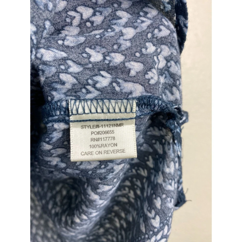 Lovestitch Blouse Top Womens size Large Blue Geometric Tie Front Boho Peasant - Image 4 of 4