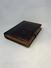 Victorian Large Leather Bound Photo Album Metal Clasp Fair Condition