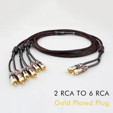 HiFi OFC 4 Cores Wire 2 RCA To 6 RCA Plug Audio Interconnect Cable for Speakers