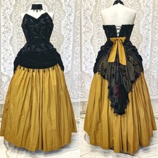 Gothic Black Ginger Wedding Dresses Strapless Backless Lace Applique Bridal Gown