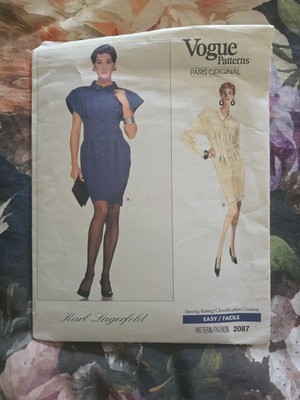 VOGUE PATTERNS PARIS ORIGINAL KARL LAGERFELD 1980's CUT/COMPLETE SZ 10 *EASY