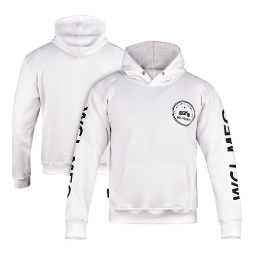WCL Armoured Kevlar Lined Motorcycle Riding Hoodie - White - Picture 5 of 13