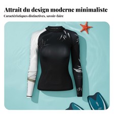 Rashguard anti-UV, snorkeling, style côtier, mixte
