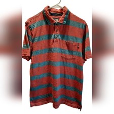 The North Face Shirt Mens Medium Red Green Striped Polo Outdoor Preppy Sporty