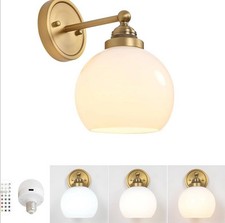 Vintage Rechargeable Battery Operated Wall Sconce w/Milky White Globe Glass 29
