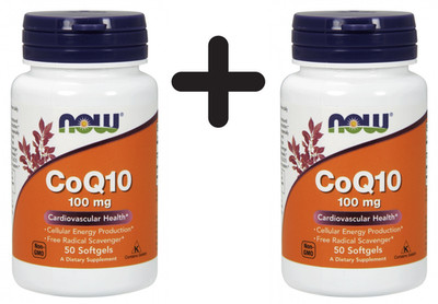 2 x NOW Foods CoQ10, 100mg with vitamin E - 50 softgels (309,90 EUR/kg)