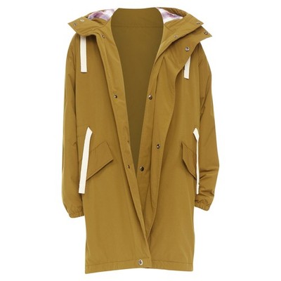 Acne Studios Oil Yellow Ozzy Nylon Drawstrings Plaid Hood Fishtail Parka Size 48