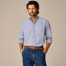 J. Crew Small Secret Wash cotton poplin shirt in Soo Stripe Royal Blue Classic