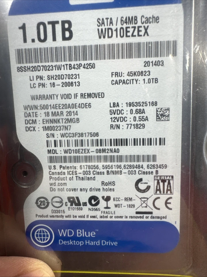 WD WD10EZEX-08M2NA0 1TB 3.5" HDD SATA DCM: EHNNKT2MGB WD10EZEX - Image 2 of 4
