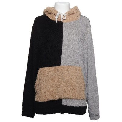 Shein, Kapuzenpullover, Größe: L, Schwarz/Grau/Beige, Plüsch, Damen #ZdL