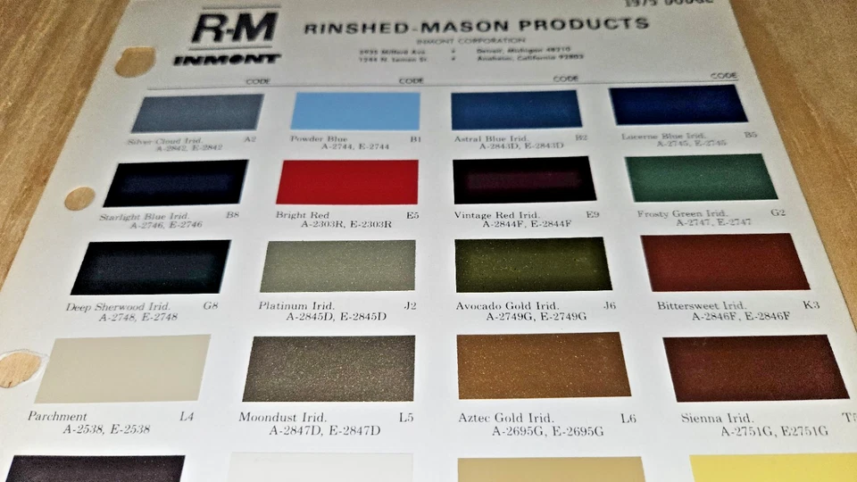 Dodge Charger Monaco Challenger 1975 dardo color pintura chip hoja R-M fabricante de equipos originales Foto 4 de 4