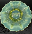 New ListingFENTON VNT YELLOW TOPAZ OPALESCENT CACTUS PATTERN CAKE STAND 4"H 11"W EXCELLENT