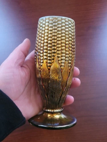 Pretty Green Northwood Carnival Glass Corn Vase Stalk Base