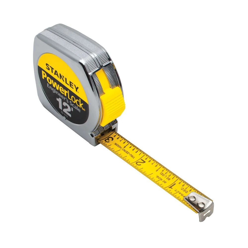 Stanley Powerlock Decimal Tape Rule Tape Measure 1/2 Inch X 12 Ft.