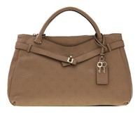 Guess Ella Logo Girlfriend Satchel L Handtasche Tasche Beige Logo Taupe Neu