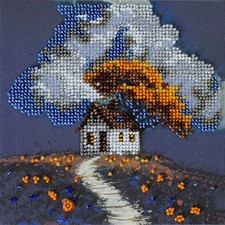 Bead Embroidery Kit "Cottage Beneath the Clouds" Beaded Stitching Beadwork
