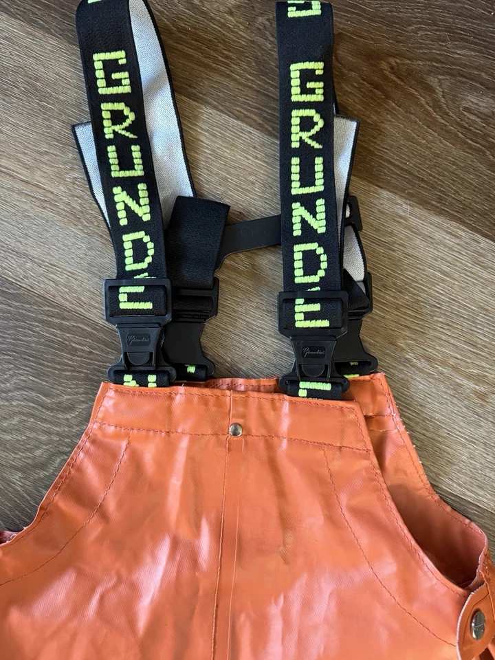 Grundens Herkules Commercial Fishing Bib Pants Orange 40” Rain Gear - Image 3 of 4